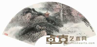 蒋维德 峡江风情 扇面 21.5×59cm